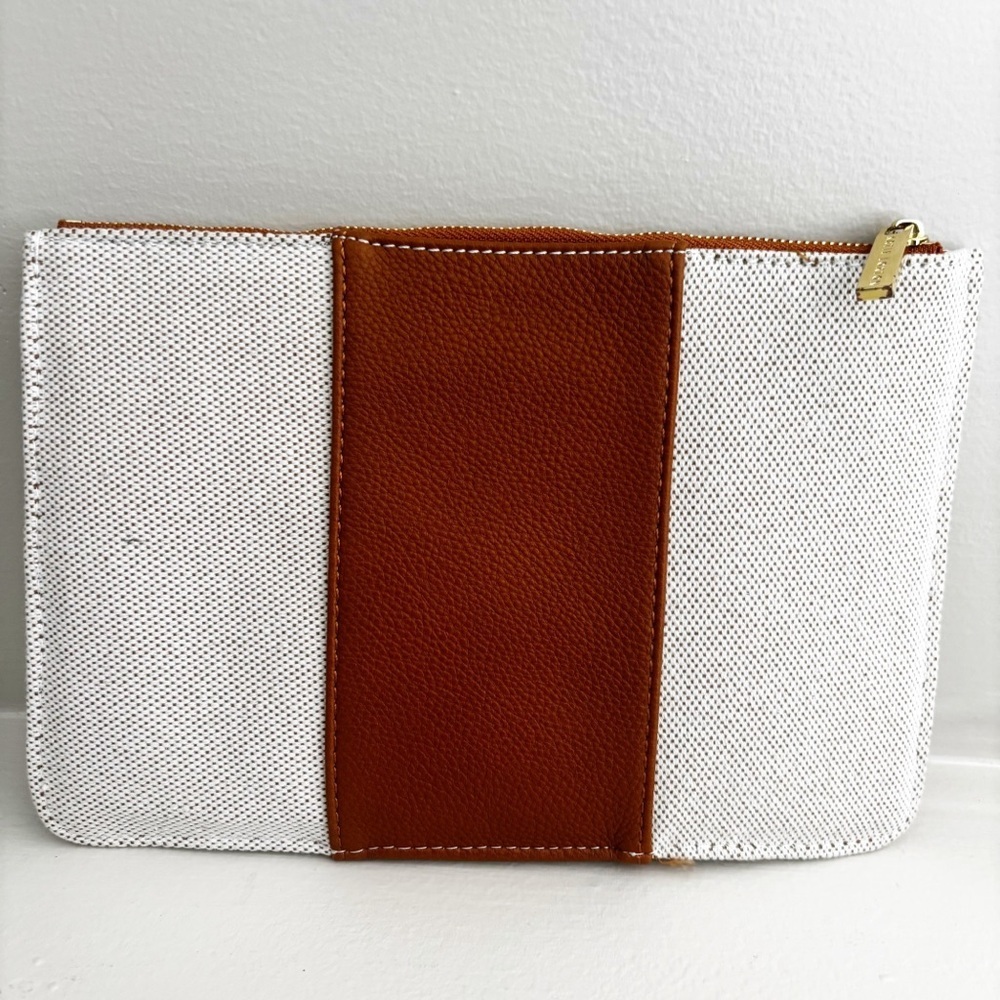 Katie Loxton Amalfi Canvas Pouch in cream and light brown - Picture 4 of 11